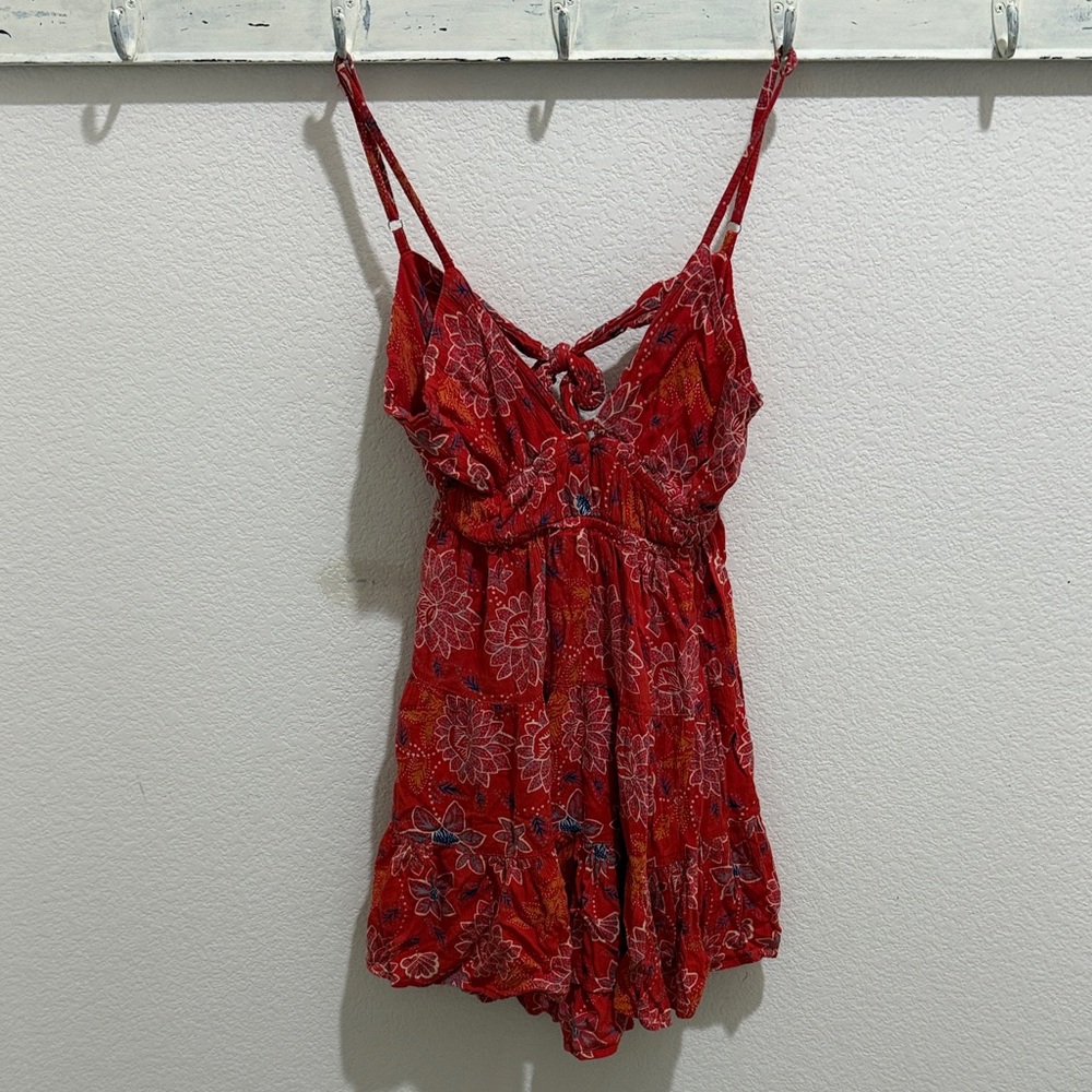 Angie Vibrant Red Floral Dress